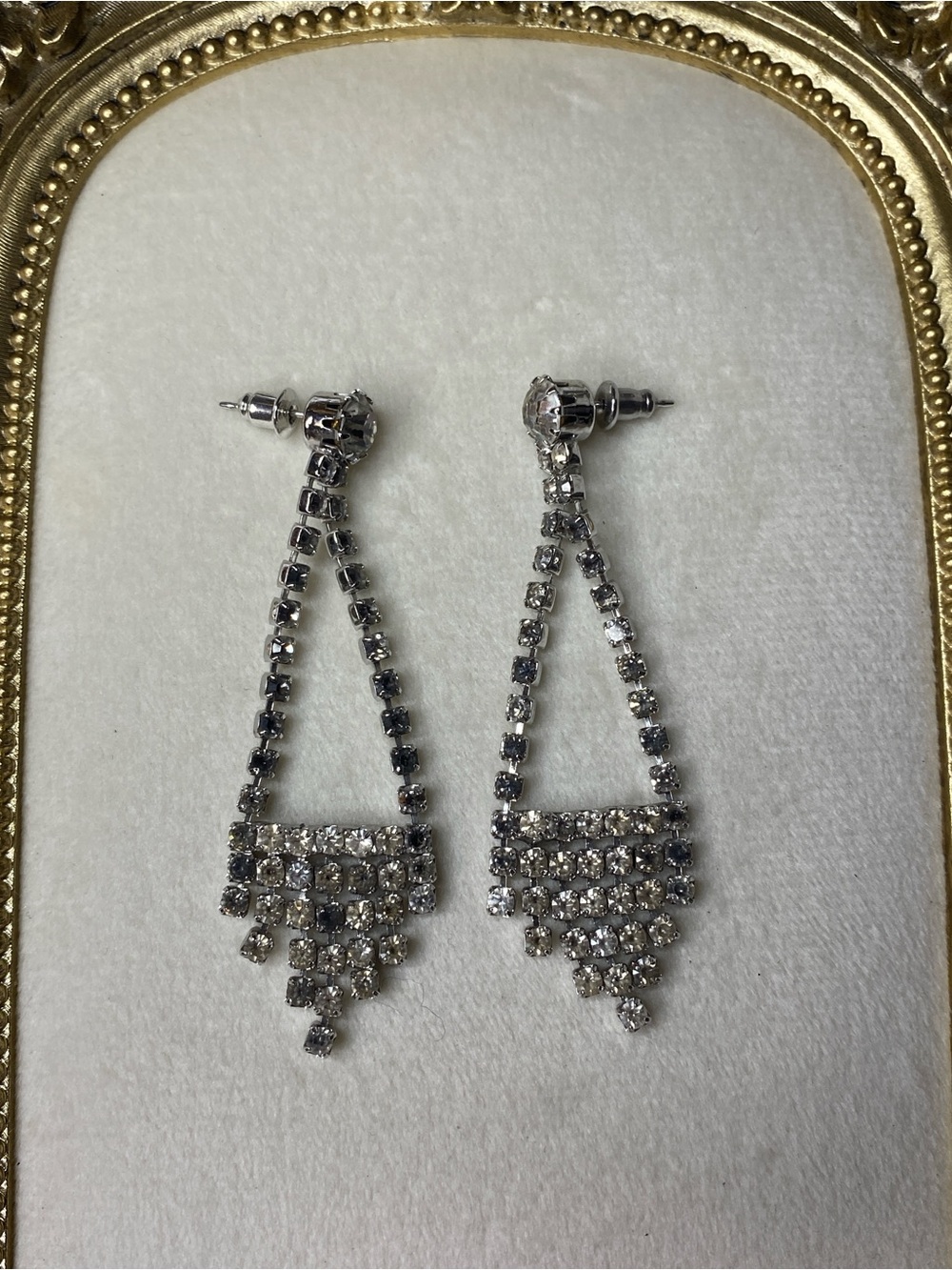 Silver Crystal Drop Statement Earrings